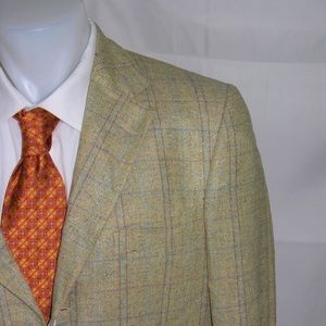 Ermenegildo Zegna Soft 100% Silk Plaid Three Button Sport Coat 42L NWT NOS